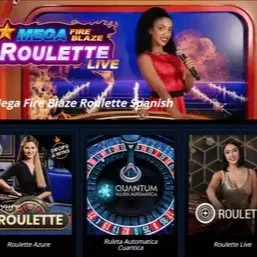 Bloque de mesas de ruleta en vivo con miniaturas y nombres de variantes.